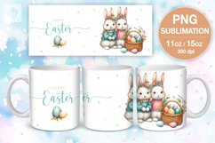 Easter Bunny PNG sublimation. 11 &amp; 15 oz mug wrap Product Image 5