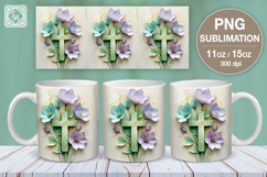 Spring Easter PNG sublimation. 11 &amp; 15 oz mug wrap Product Image 1