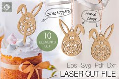 Easter bunny. Easter Set decor &amp; Topper. SVG Laser cut file Product Image 6