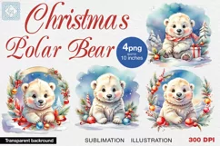 Christmas Polar Bears cliparts. PNG sublimation Product Image 1