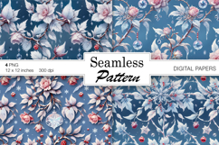 Frozen Winter Art digital papers. Christmas Seamless Product Image 1