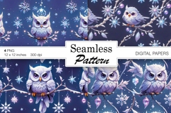 Christmas Birds/ Winter Art digital papers. Christmas Owl Product Image 1