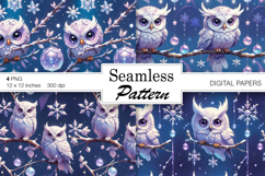 Christmas Birds/ Winter Art digital papers. Christmas Owl Product Image 1
