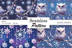 Christmas Birds/ Winter Art digital papers. Christmas Owl Product Image 1