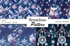 Christmas Birds/ Winter Art digital papers. Christmas Seamle Product Image 1