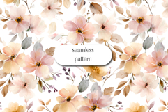 Elegant Beige Peach Floral Seamless Watercolor Pattern Product Image 1