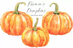 Watercolor pumpkin clipart - Autumn pumpkin png - Fall Product Image 1
