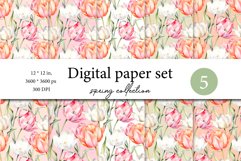 Whimsical Tulip Delight - Watercolor Digital Paper for Craft Product Image 1