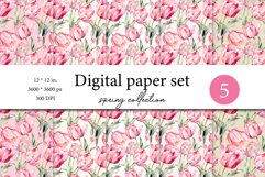 Whimsical Tulip Delight - Watercolor Digital Paper for Craft Product Image 1