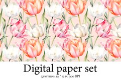 Whimsical Tulip Delight - Watercolor Digital Paper for Craft Product Image 3