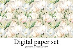 Whimsical Tulip Delight - Watercolor Digital Paper for Craft Product Image 3