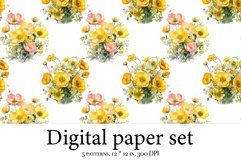 Wildflowers Aesthetics Digital Paper, Meadow Watercolor Product Image 2