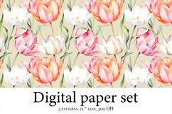 Whimsical Tulip Delight - Watercolor Digital Paper for Craft Product Image 4
