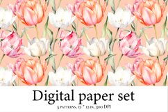 Whimsical Tulip Delight - Watercolor Digital Paper for Craft Product Image 5
