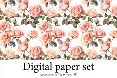 Watercolor digital paper pack, white roses scrapbook Product Image 6