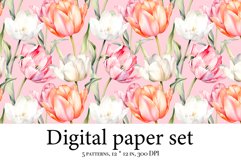 Whimsical Tulip Delight - Watercolor Digital Paper for Craft Product Image 6
