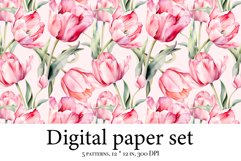 Whimsical Tulip Delight - Watercolor Digital Paper for Craft Product Image 6