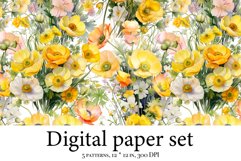 Wildflowers Aesthetics Digital Paper, Meadow Watercolor Product Image 3