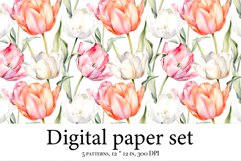 Whimsical Tulip Delight - Watercolor Digital Paper for Craft Product Image 7