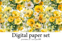 Wildflowers Aesthetics Digital Paper, Meadow Watercolor Product Image 5