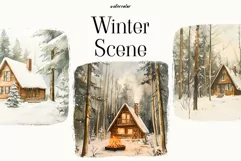 Christmas Watercolor Clipart - Winter Scene Clipart Product Image 1