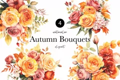 Watercolor Floral Clipart - Watercolor Autumn flowers Product Image 1
