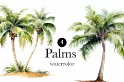 Watercolor Palms clipart png - Watercolor tropical clipart Product Image 1