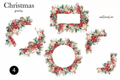 Watercolor Christmas Clipart - Christmas Botanical Frames Product Image 2