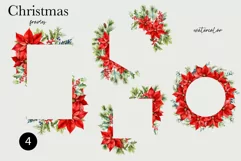Watercolor Christmas Clipart - Christmas Botanical Frames Product Image 3