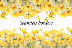 Watercolor Floral Clipart - Wildflowers seamless border Product Image 1