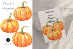 Watercolor pumpkin clipart - Autumn pumpkin png - Fall Product Image 2