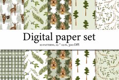 Watercolor Forest Digital Clipart Set - Forest landscape Product Image 4