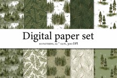 Watercolor Forest Digital Clipart Set - Forest landscape Product Image 2