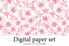Watercolor digital paper pack, pink roses scrapbook Product Image 3