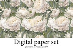 Watercolor digital paper pack, pink peonies scrapbook Product Image 5