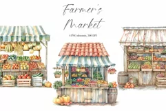 Farmer's Market ClipArt - Watercolor Market - Harvest Product Image 1