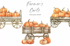 Farmer's Carts ClipArt - Watercolor Market - Harvest Product Image 1