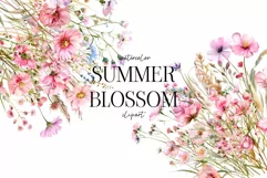 Watercolor Soft Pink Flowers Bouquets - Watercolor Floral Product Image 1