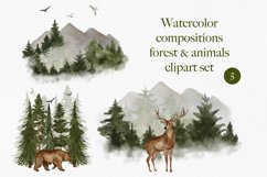 Watercolor Forest Compositions - Digital Clipart Set Product Image 1