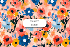 Bold Floral Seamless Pattern Colorful Brush Strokes Product Image 1