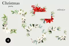 Watercolor Christmas Clipart - Christmas Botanical Frames Product Image 3