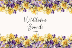 Wildflowers Bouquet Border Watercolor Floral Clipart Product Image 1