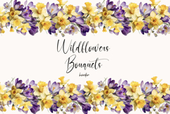 Wildflowers Bouquet Border Watercolor Floral Clipart Product Image 1