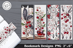 Feather &amp; Cherry Printable Bookmark 4 PNG Product Image 1