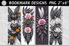 Black Heart Printable Bookmark 4 PNG Product Image 1