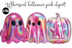 Whimsical Halloween pink Png Clipart Product Image 1