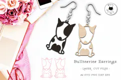 Bullterrier Dog Laser Cut Earrings | Dog SVG File Product Image 1