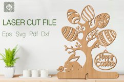 Easter tree and bunny. Easter decor. SVG Laser cut file Product Image 1