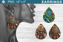 Dream Catcher Earrings Sublimation Designs, 3 PNG Product Image 1