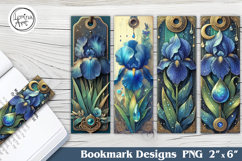 Blue Irises Printable Bookmark 4 PNG Product Image 1